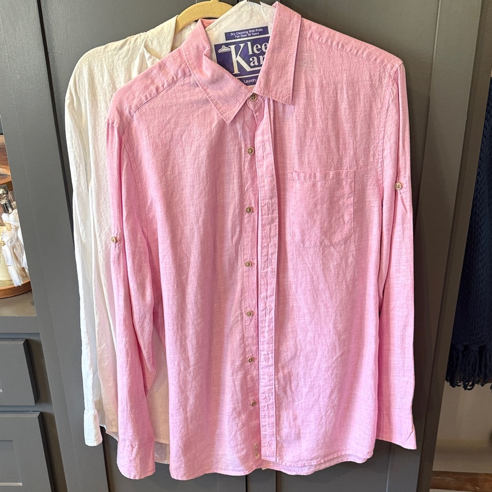 Pink Men's Shirt and White Mens Linen shirts (2)